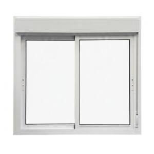 Ventana corredera de aluminio blanca con persiana 120 x 100